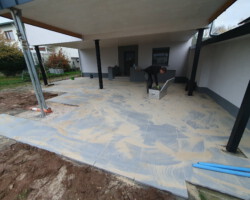 90qm große Gartenterrasse mit Keramikplatten Terrassenplatten aus Keramik